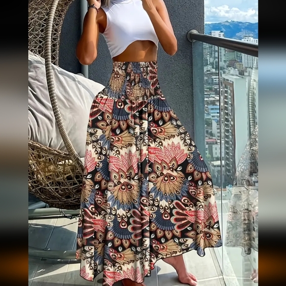 Bliss Fashions Dresses & Skirts - Bohemian Print Wide Leg With Shirred Waist
